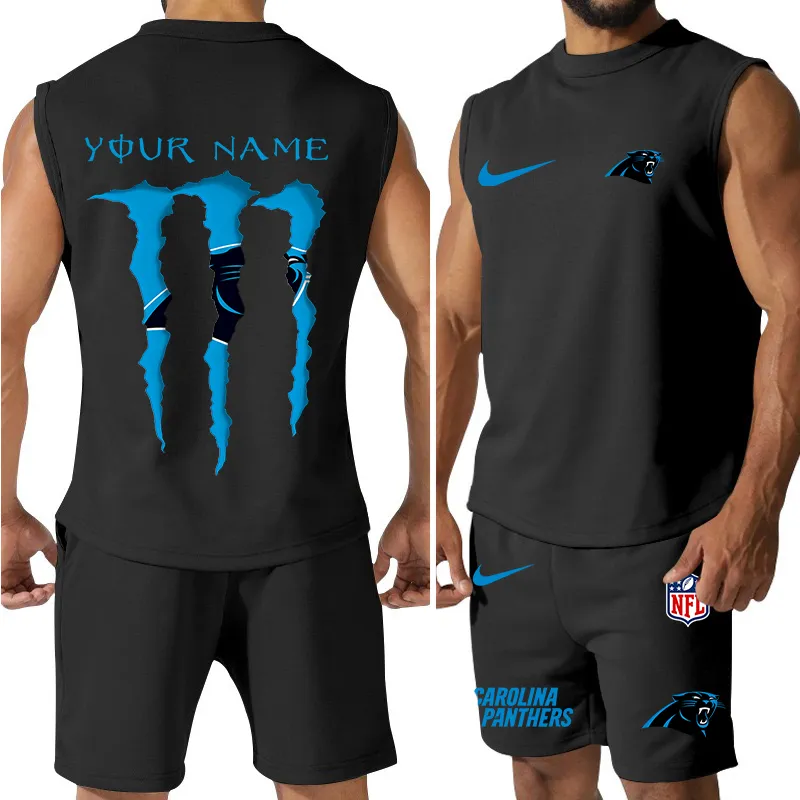 Carolina Panthers Colorful Combo Men Jersey Tank Top and Shorts 4