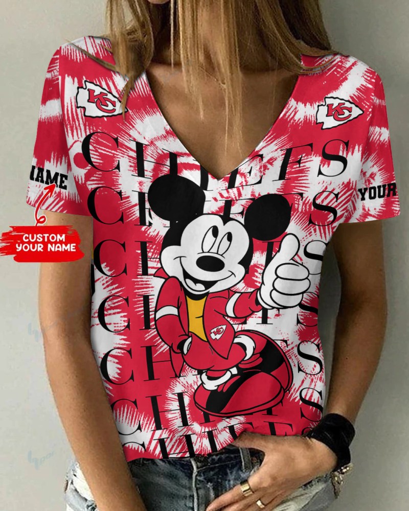 Kansas City Chiefs Personalized V-neck Women T-shirt