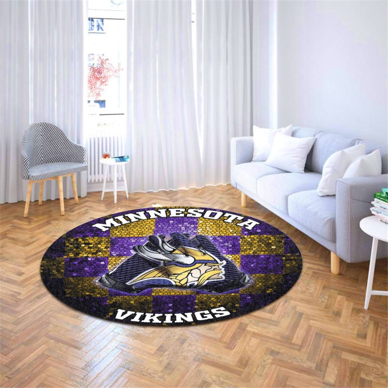 Minnesota Vikings Round Rug Detailed Design