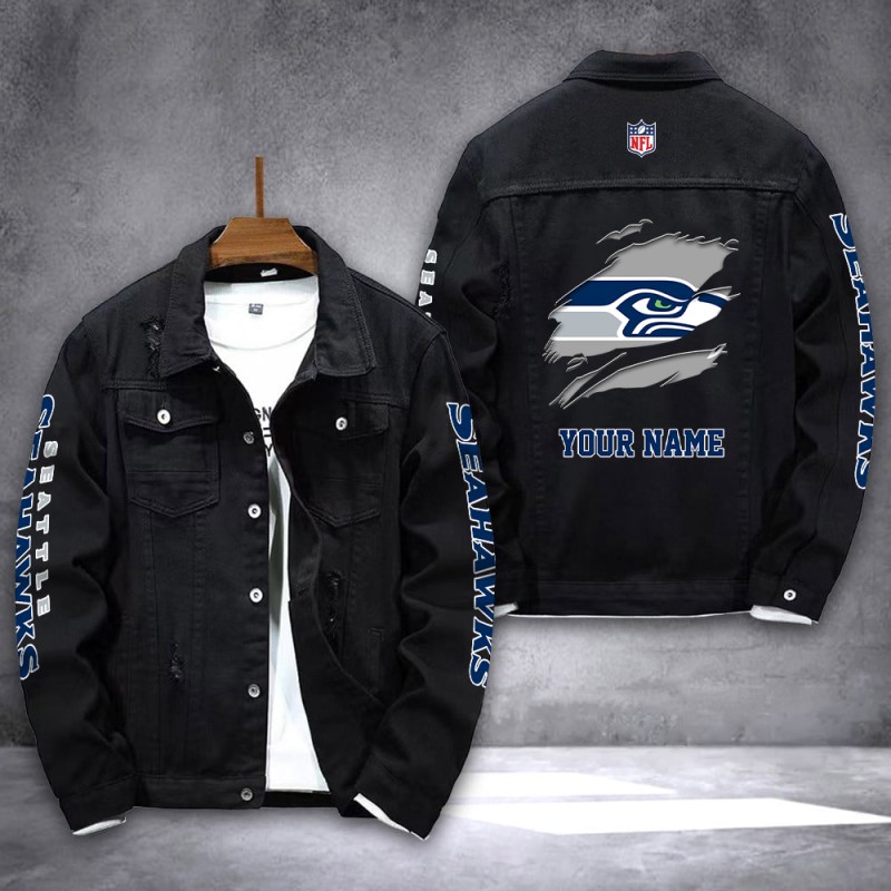 Seattle Seahawks Personalized Denim Jacket - Image 2