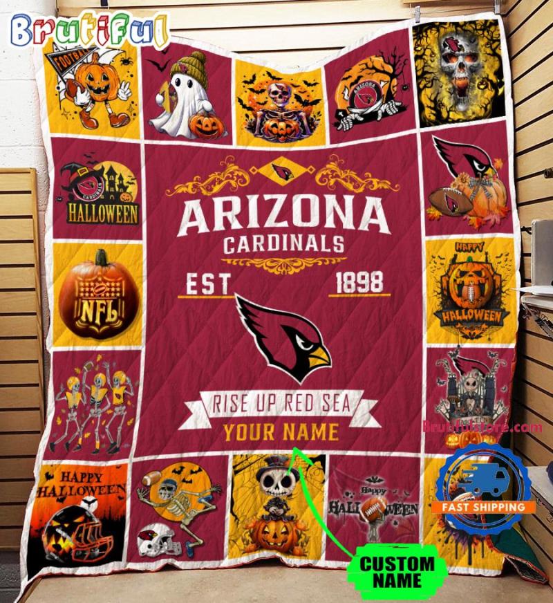 Arizona Cardinals Halloween Quilt Blanket