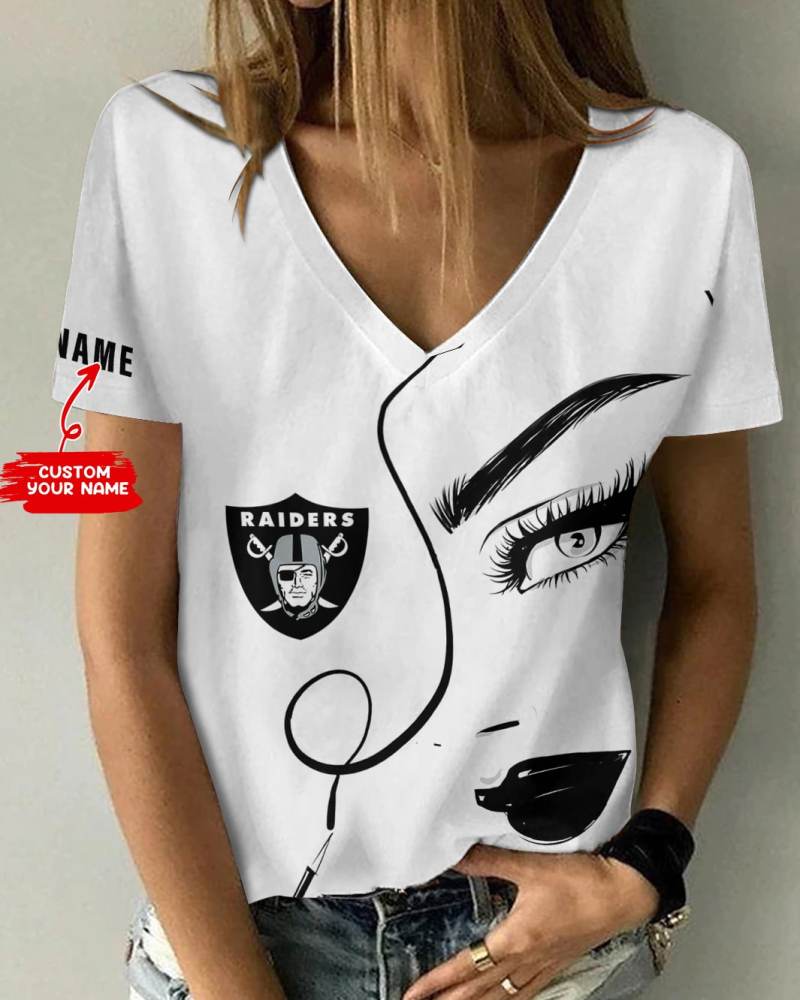 Las Vegas Raiders Personalized V-neck Women T-shirt