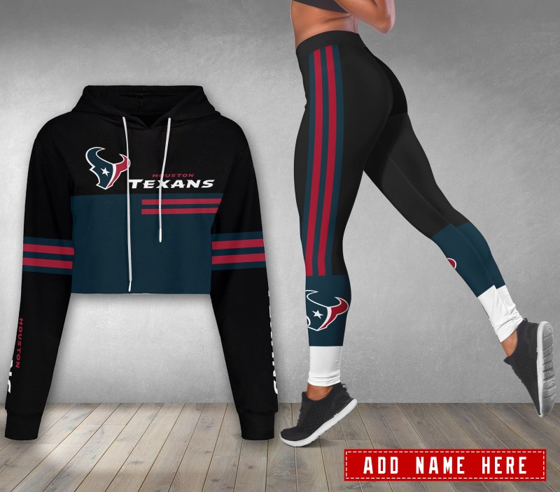 Houston Texans Combo Croptop Hoodie And Leggings