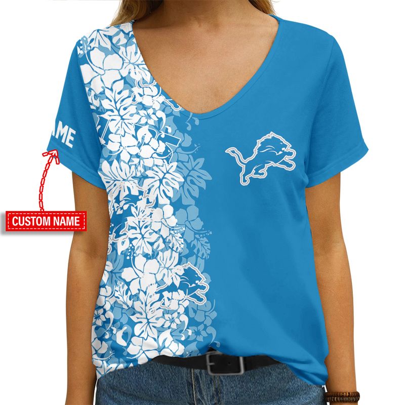Detroit Lions Personalized V-neck T-shirt 2