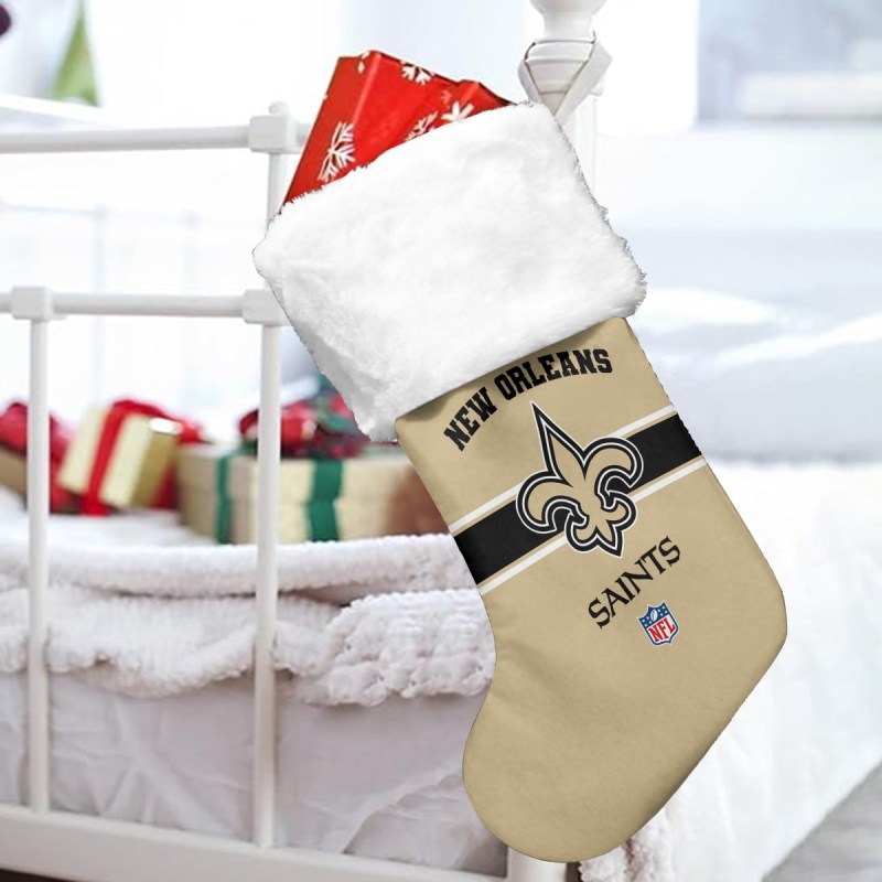 Mockup of New Orleans Saints Christmas Socks