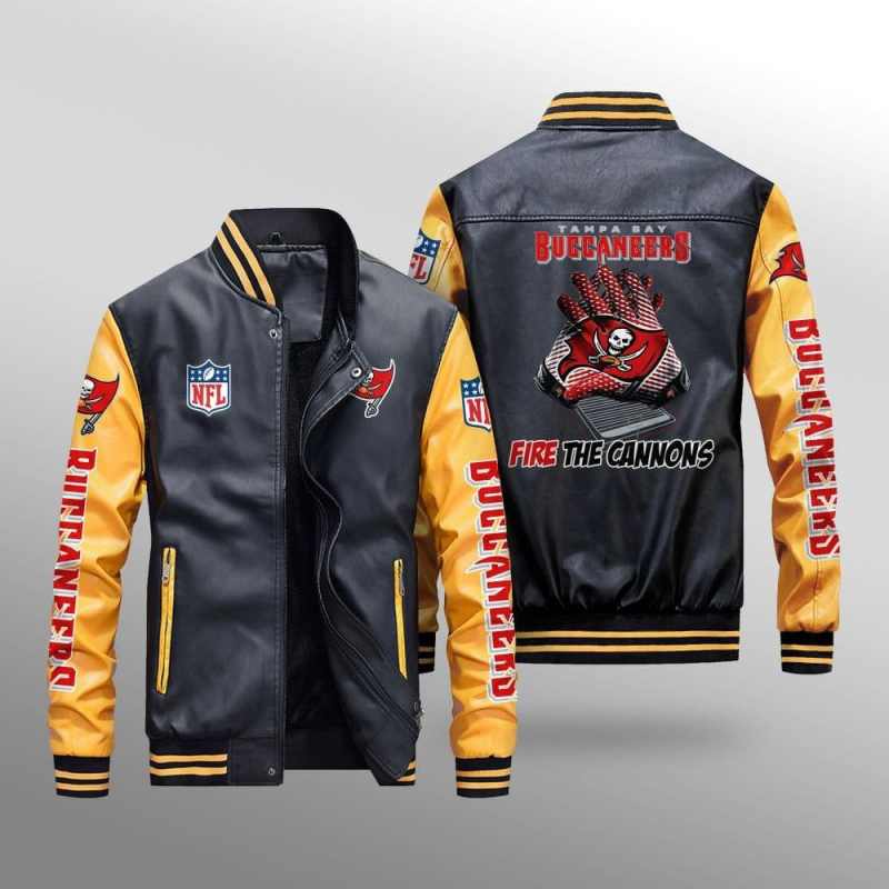 Tampa Bay Buccaneers Leather Bomber Jacket Side
