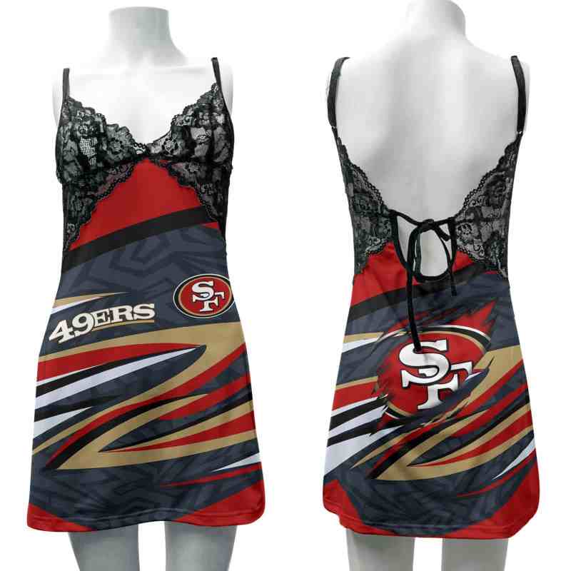 San Francisco 49ers Lace Back Strap Slip Dress Image 1