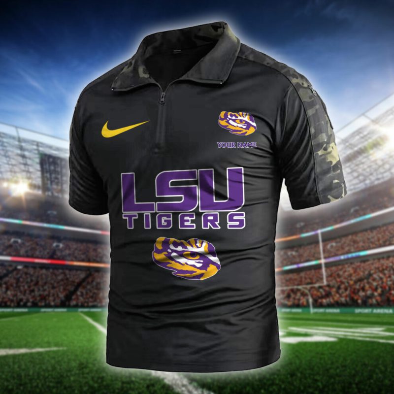 LSU Tigers Polo Shirt - Black Camo