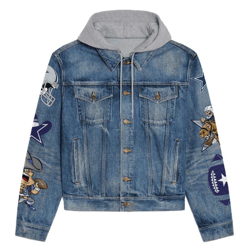 Dallas Cowboys Premium Hooded Denim Jacket Image 3