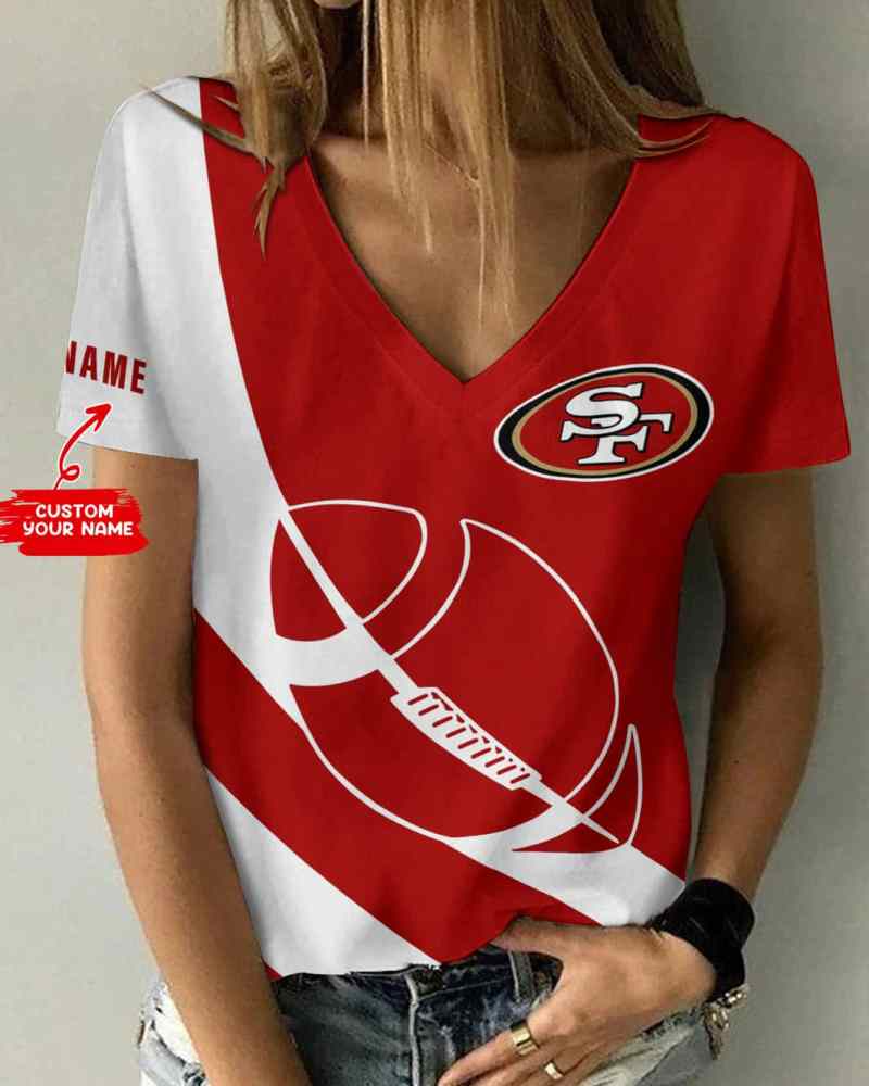 San Francisco 49ers Personalized V-neck T-shirt
