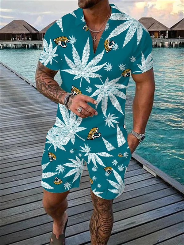 Jacksonville Jaguars Zip Polo Shirt and Shorts
