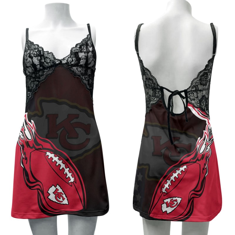 Kansas City Chiefs Lace Back Strap Slip Dress