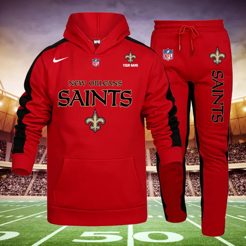 New Orleans Saints Personalized Hoodie and Sweatpants Set Image 1