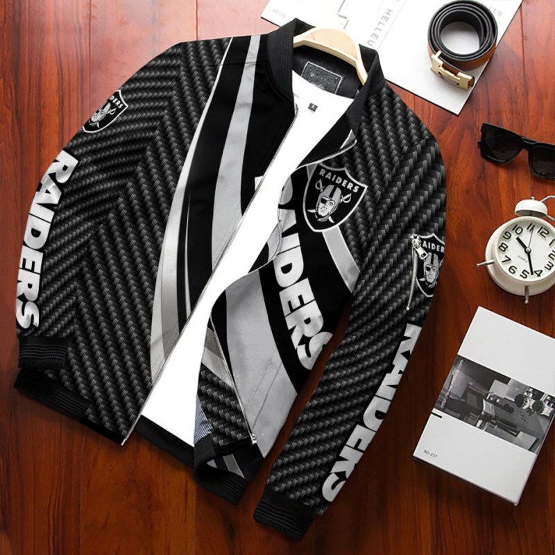 Las Vegas Raiders Bomber Jacket Side View