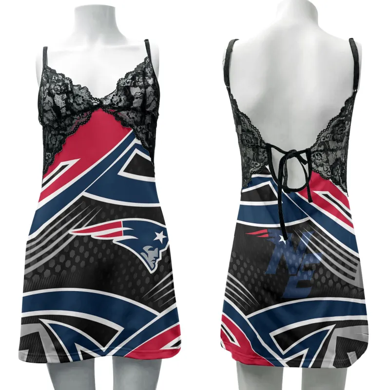 New England Patriots Lace Back Strap Slip Dress