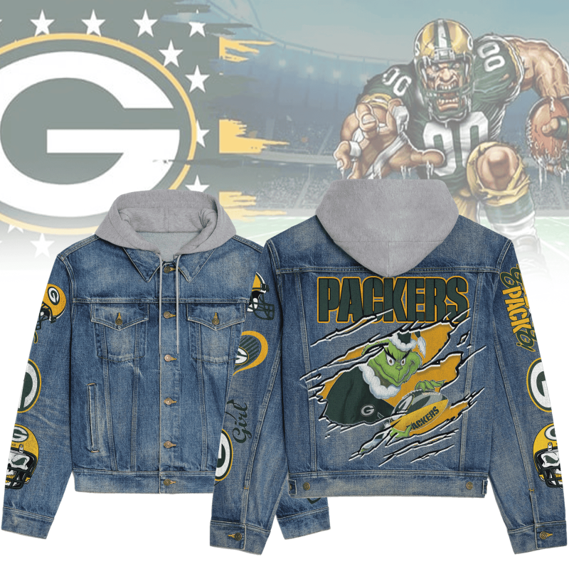 Green Bay Packers Premium Hooded Denim Jacket