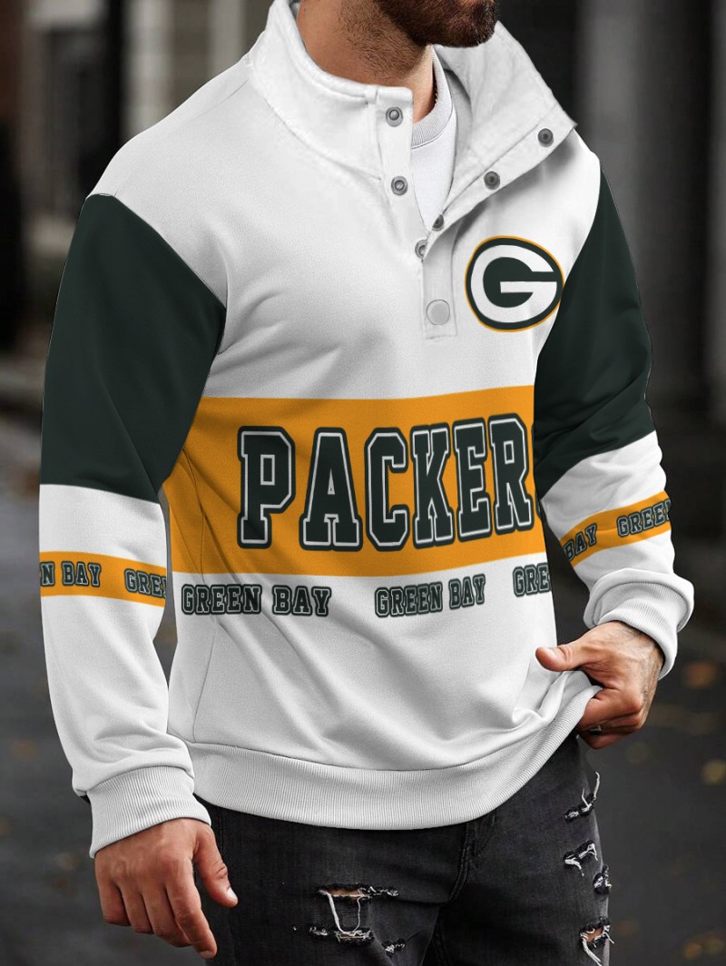 Green Bay Packers Casual Colorful Stand Collar Sweatshirt