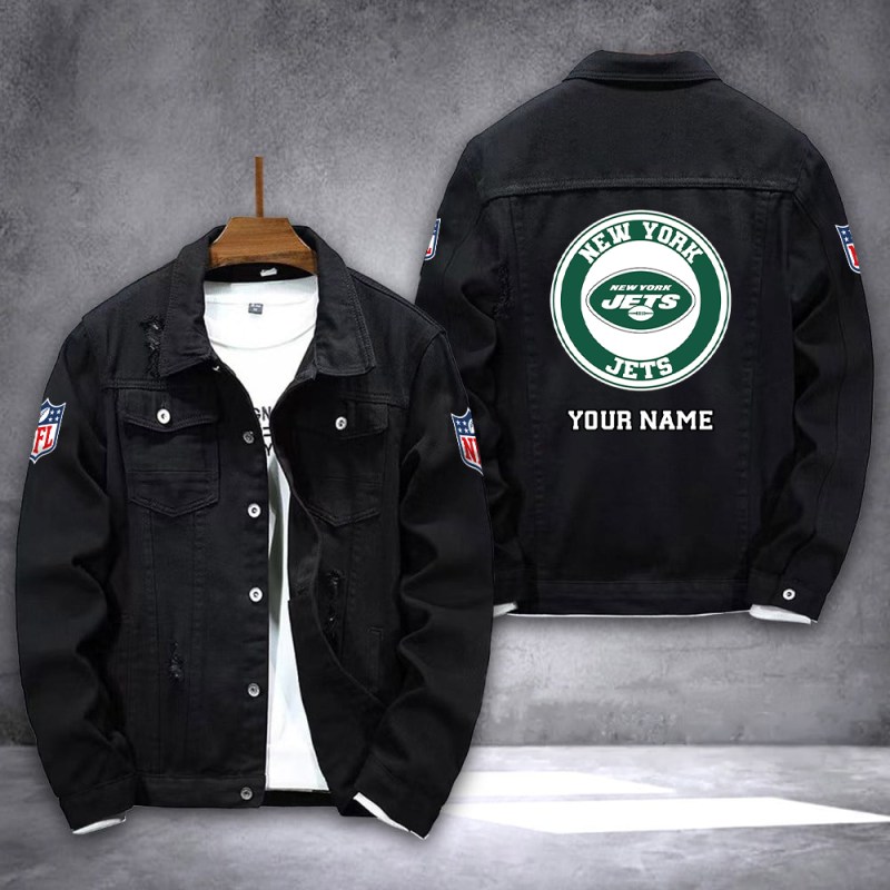New York Jets Denim Jacket Back Image