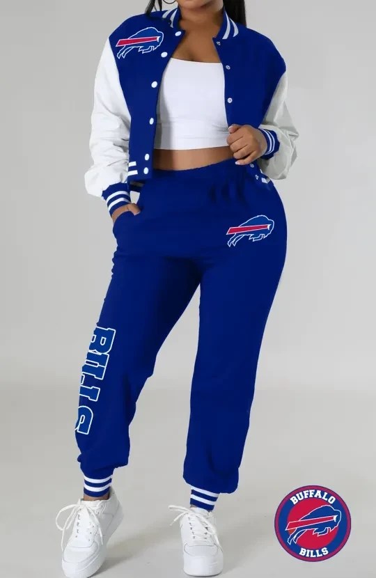 Buffalo Bills Women's Varsity Jacket Crop Top Tracksuit
