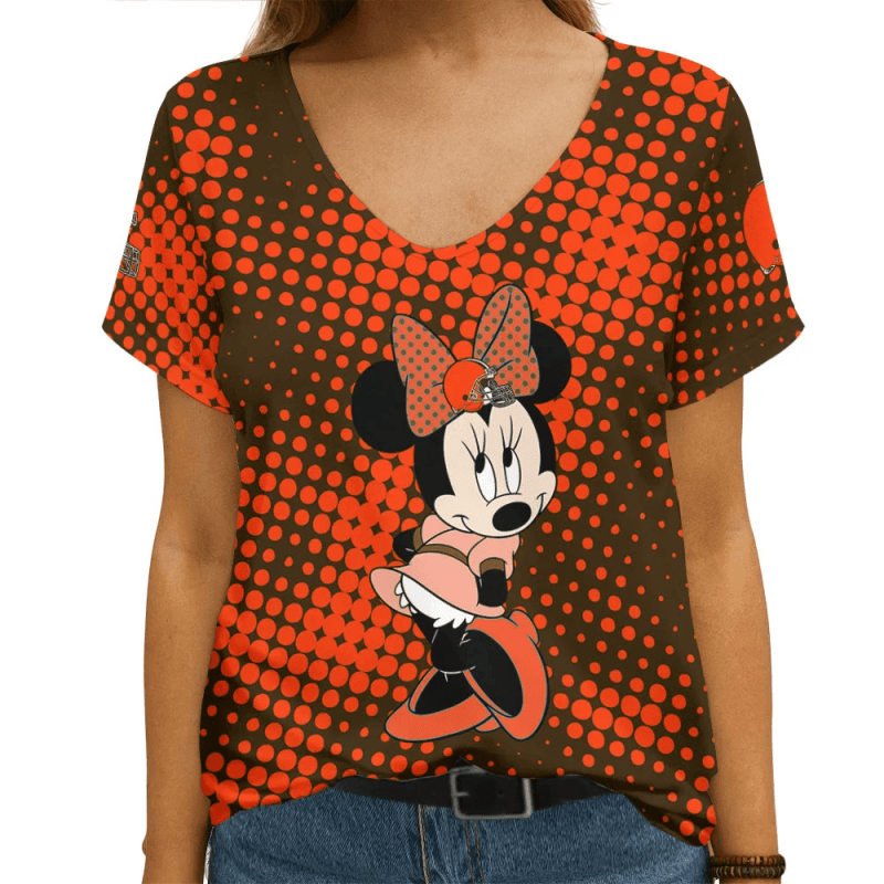 Cleveland Browns Summer V-Neck Women T-Shirt