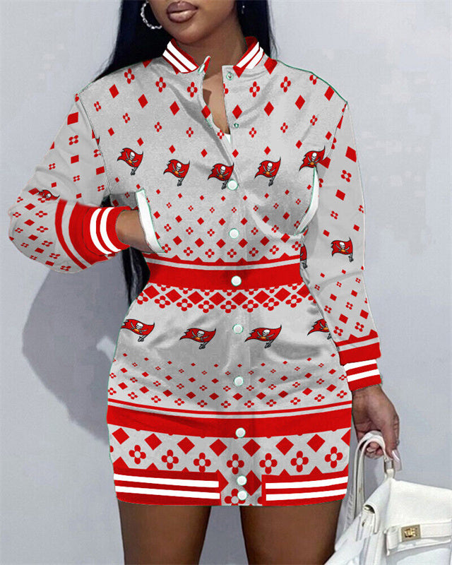 Tampa Bay Buccaneers Women Button Down Jacket Dress