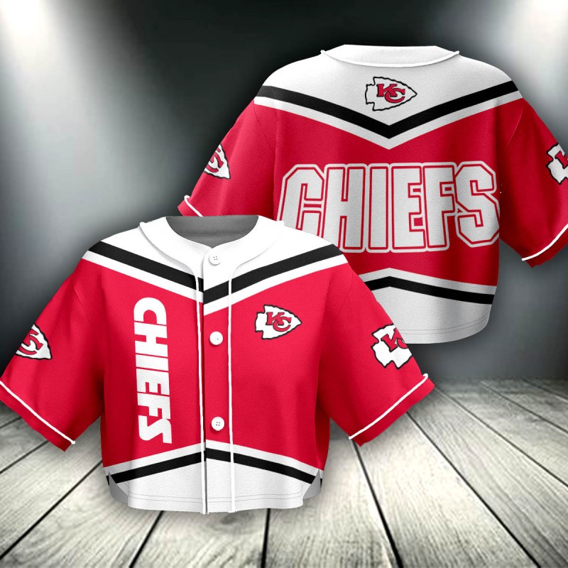 Kansas City Chiefs Crop Top Baseball Jersey