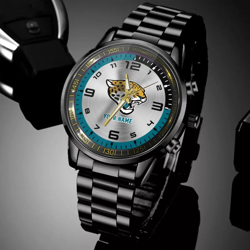 Jacksonville Jaguars NFL Personalized Black Hand Watch