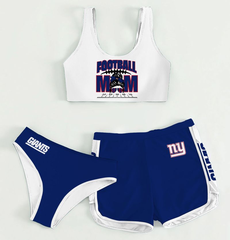 New York Giants Women's Sports Set - 3-Piece Crop Tank Top, Underwear & Shorts