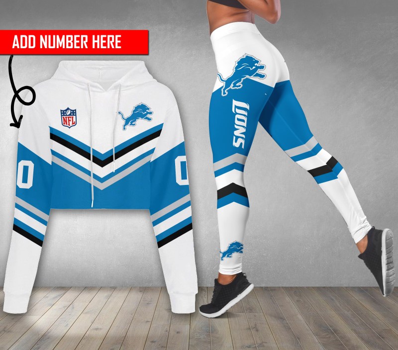 Detroit Lions Combo Croptop Hoodie and Leggings