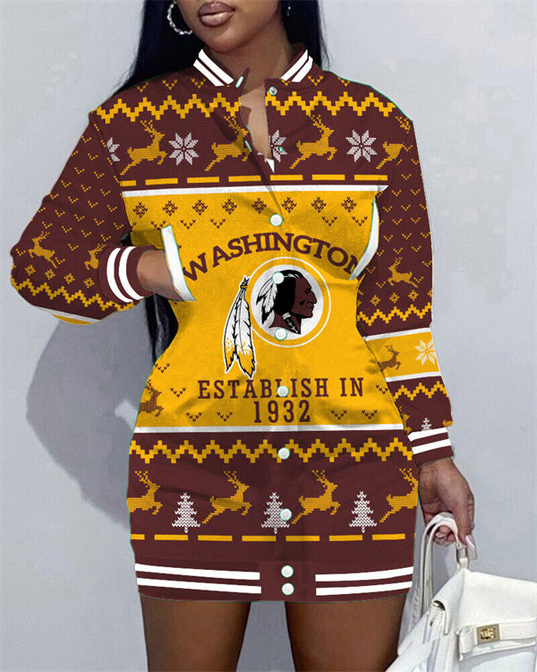 Washington Commanders Women's Button Down Jacket Dress