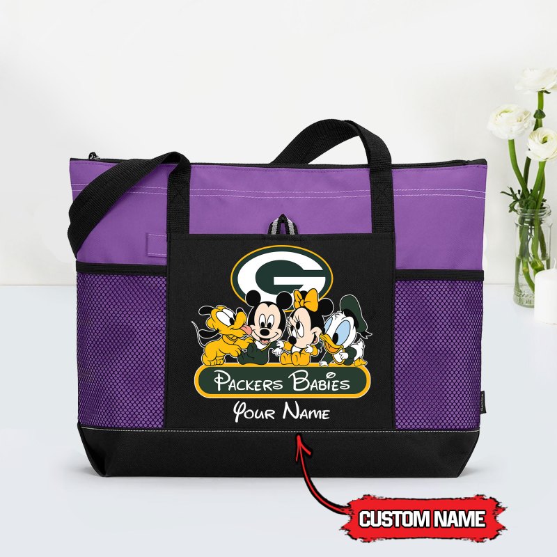 Purple Green Bay Packers Tote Bag