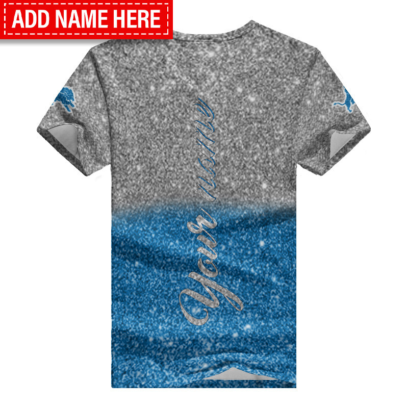 Detroit Lions Personalized Summer V-neck T-shirt Back View