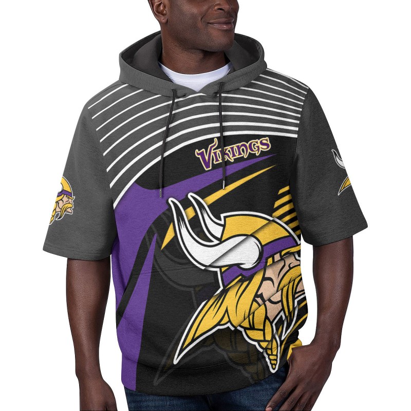 Minnesota Vikings Short Sleeve Hoodie Front