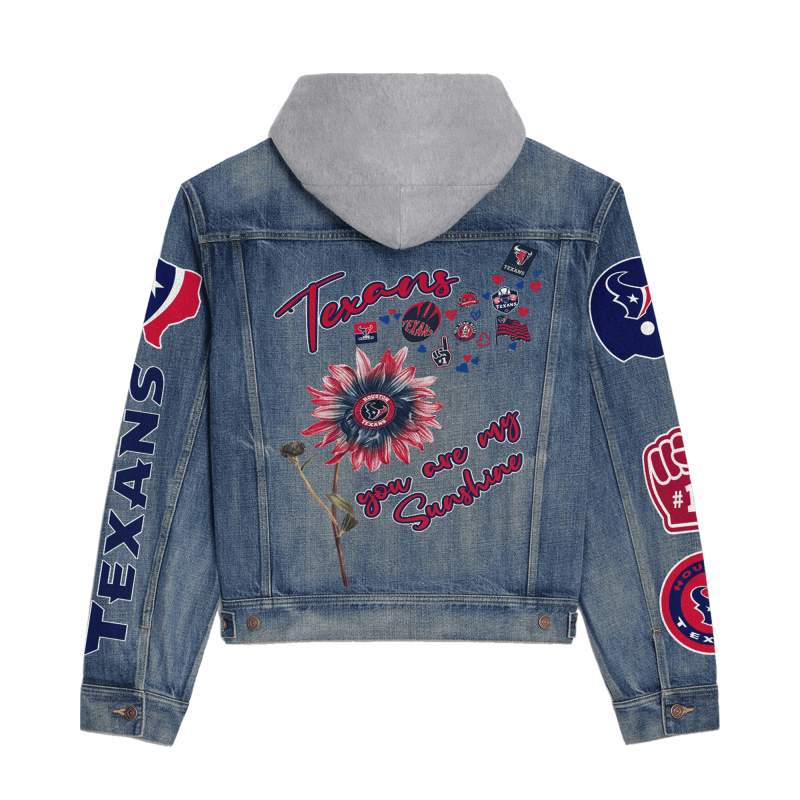 Houston Texans Premium Hooded Denim Jacket Back Design