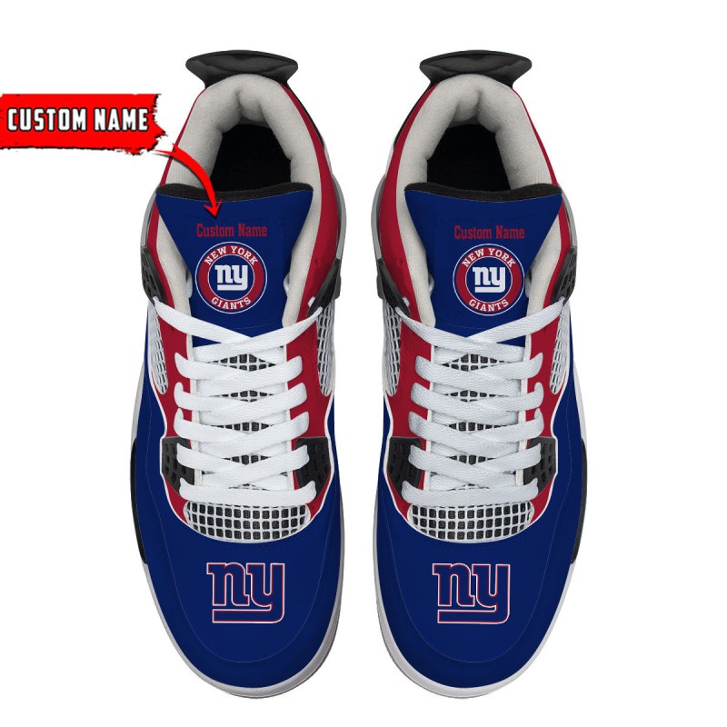 Personalized AJ4 Sneaker for New York Giants Fans