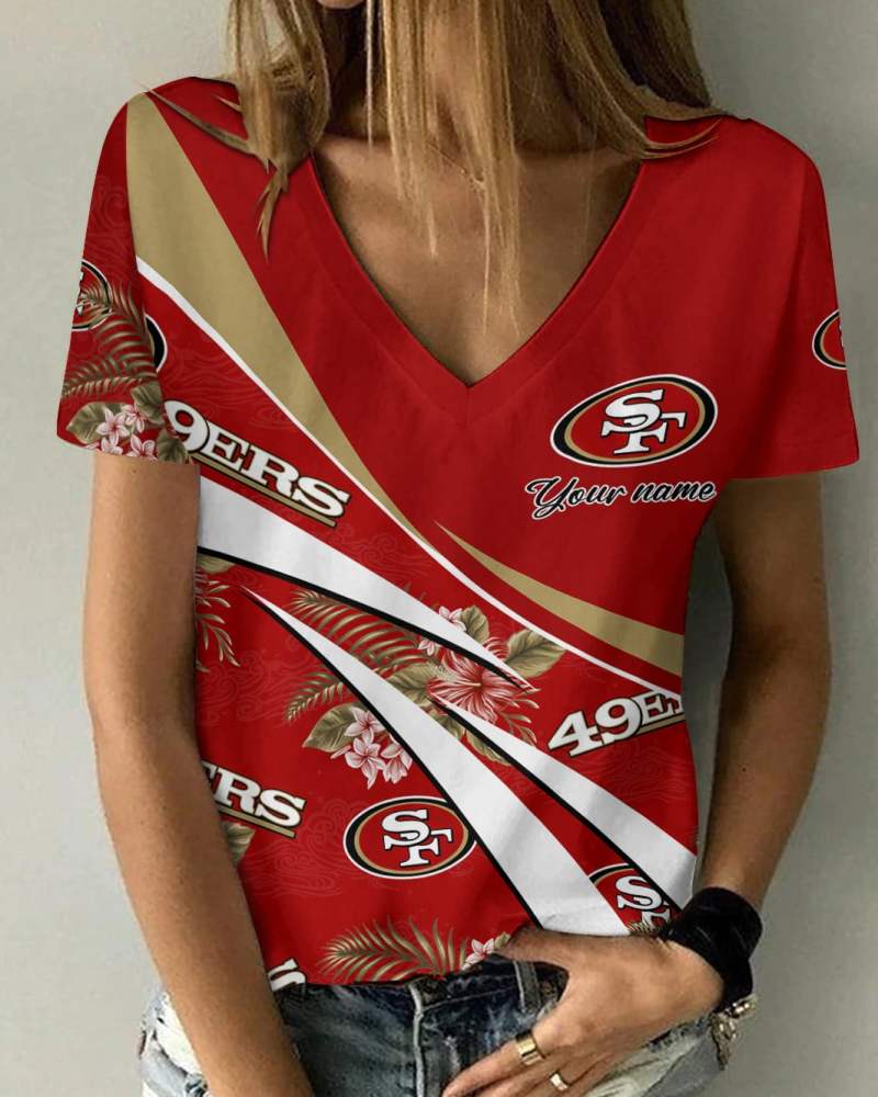 San Francisco 49ers Personalized Summer V-Neck Women's T-Shirt