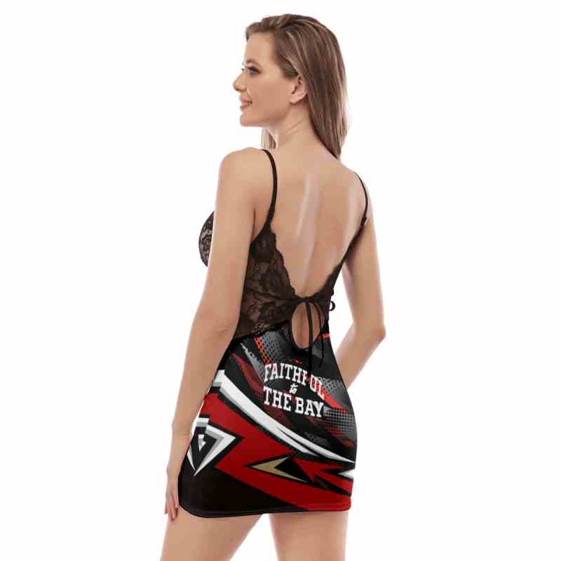 San Francisco 49ers Lace Back Strap Slip Dress Image 4