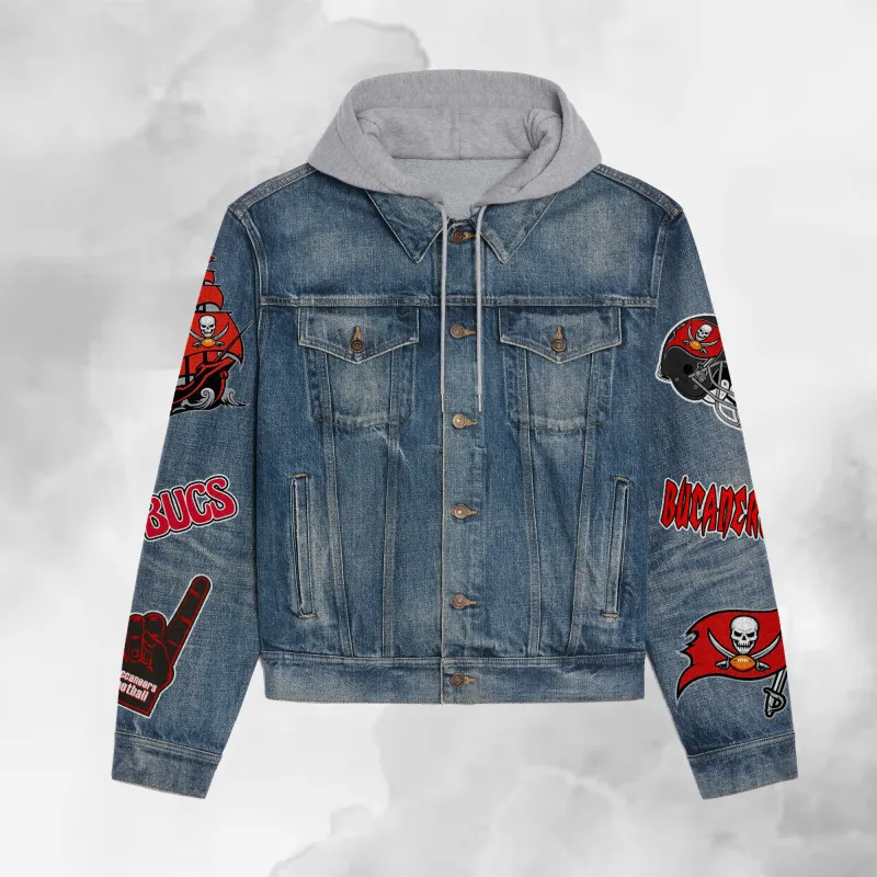 Tampa Bay Buccaneers Hooded Denim Jacket - Back Design