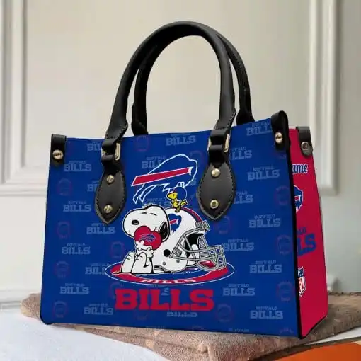 Buffalo Bills Personalized Leather Hand Bag - Mockup 3