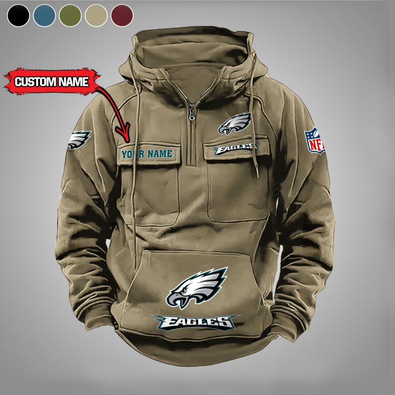 Khaki Philadelphia Eagles Zip Hoodie