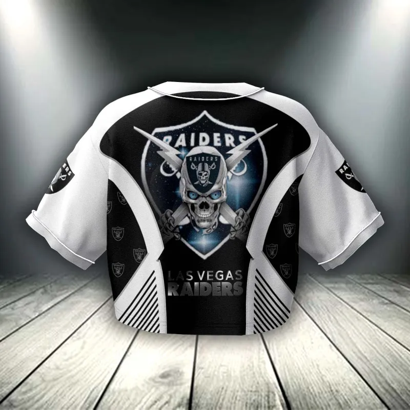 Las Vegas Raiders Crop Top Baseball Jersey Back View