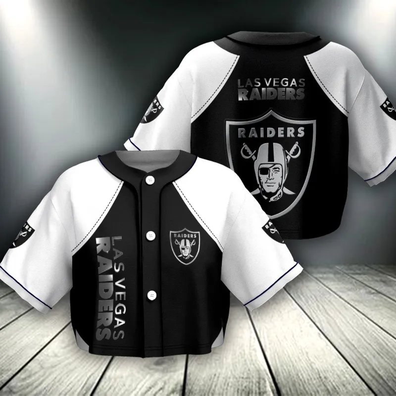 Las Vegas Raiders Crop Top Baseball Jersey Detail