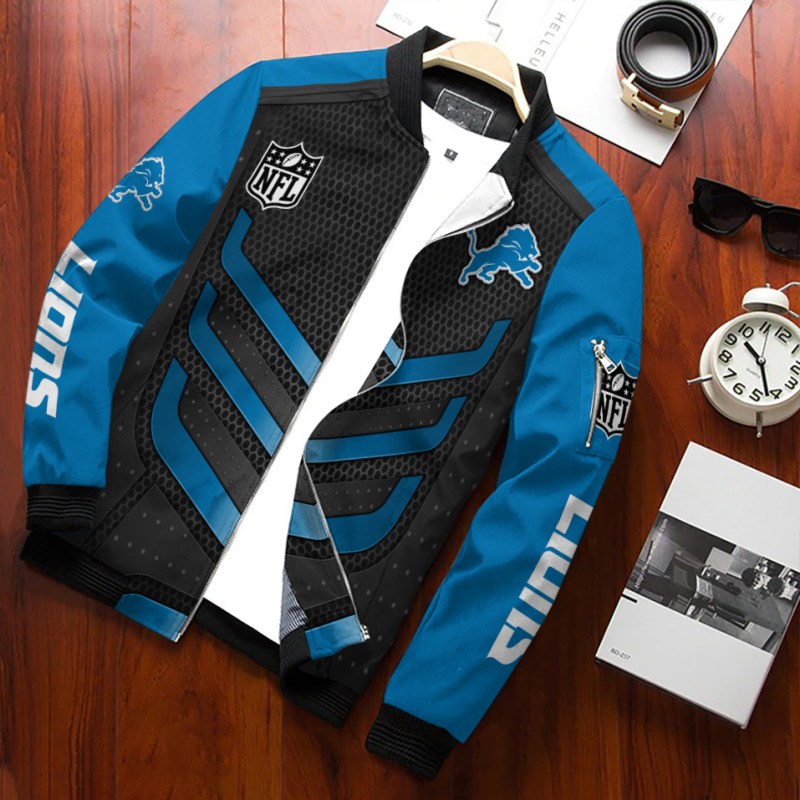 Detroit Lions Personalized Bomber Jacket side view