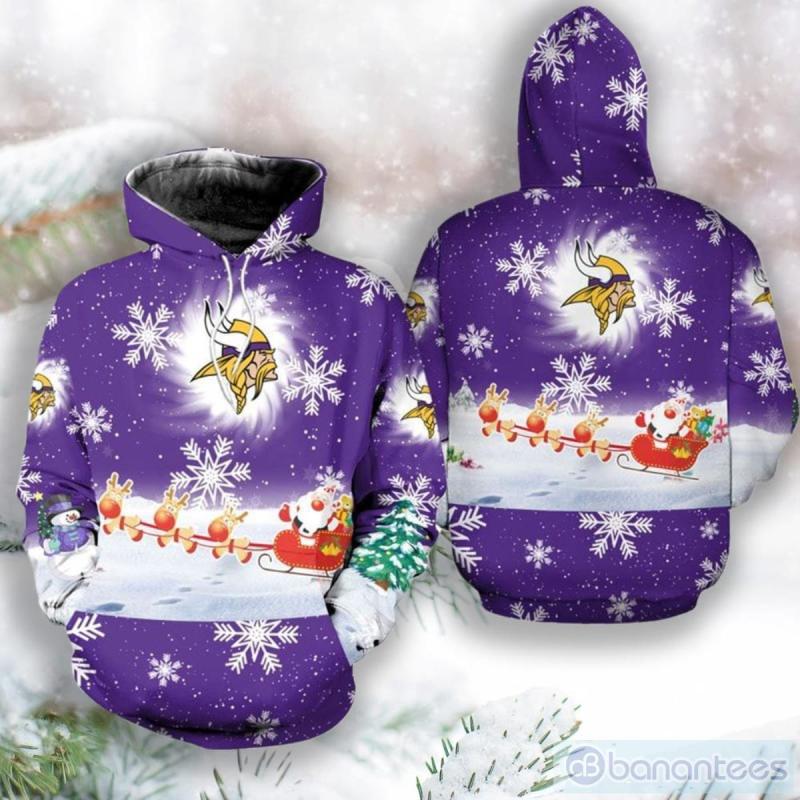 NFL Minnesota Vikings Christmas Santa Claus Is Coming 3D Unisex Hoodie For Fans