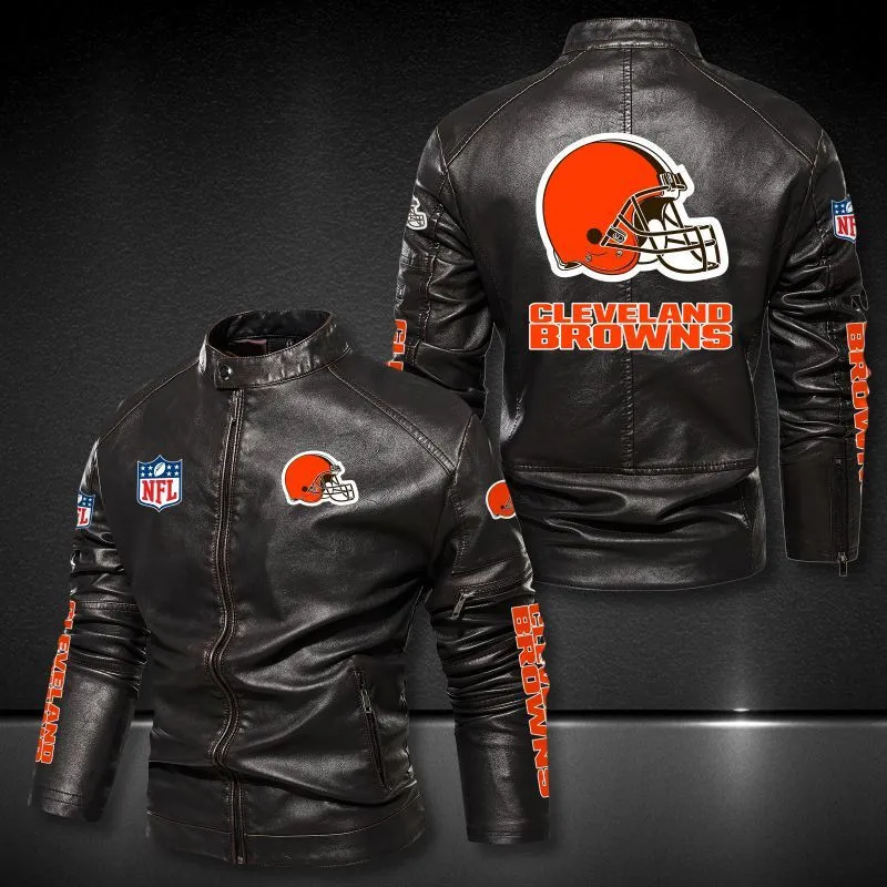 Cleveland Browns Leather Jacket Side View