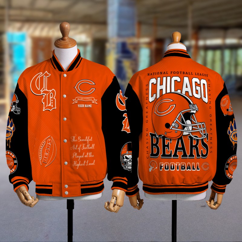 Chicago Bears Unisex Exclusive Styles Varsity Jacket AZTAVJK000036 6 Chicago Bears Varsity Jacket - Back View