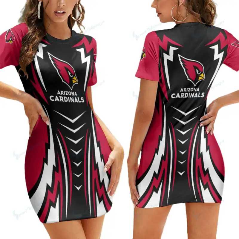 Arizona Cardinals Short Sleeve Bodycon Mini Dress