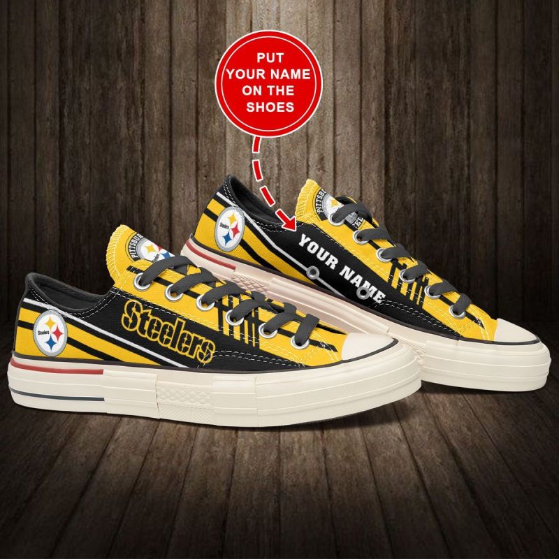Pittsburgh Steelers Personalized Canvas Shoes Front View