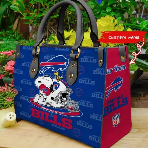 Buffalo Bills Personalized Leather Hand Bag - Mockup 1