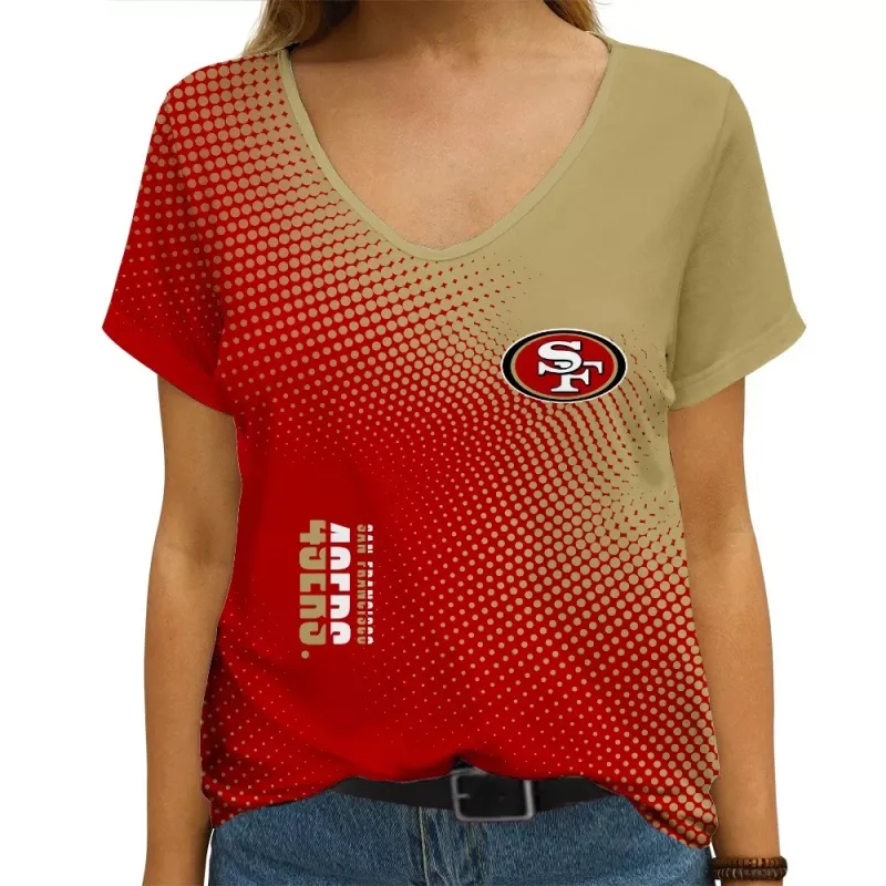 San Francisco 49ers V-neck Women T-shirt AGCWTS659